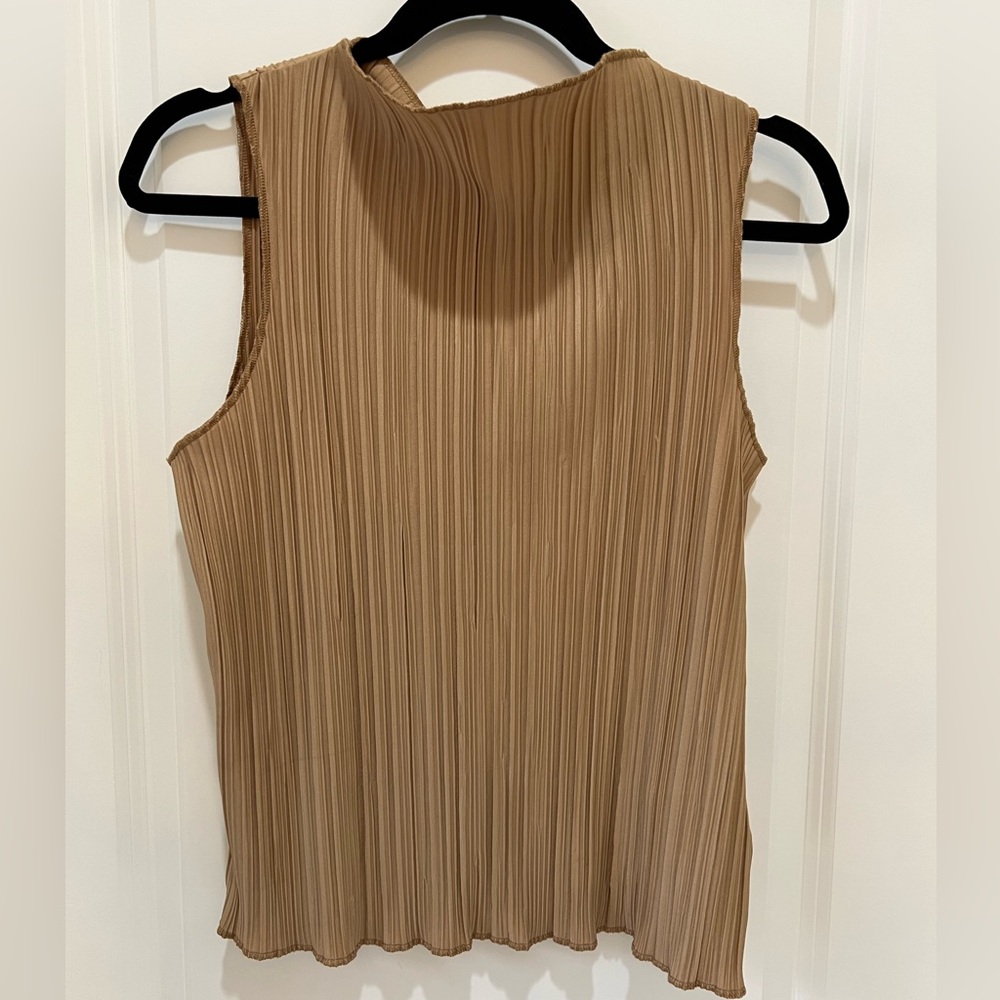 Anine Bing Pleated Tank Top in Camel